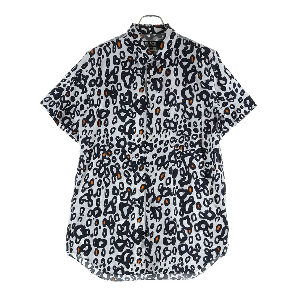 BLACK COMME des GARCONS(ブラックコムデギャルソン) レオパード 総柄 コットン 半袖シャツ ホワイト/ブラック AD2020 1G-B017