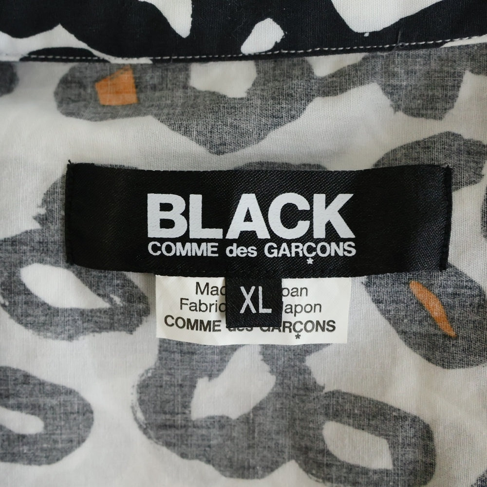 BLACK COMME des GARCONS(ブラックコムデギャルソン) レオパード 総柄 コットン 半袖シャツ ホワイト/ブラック AD2020 1G-B017