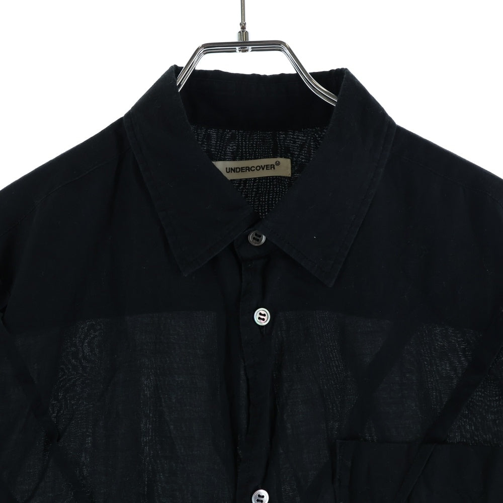 UNDERCOVER(アンダーカバー) 24SS ランダムダーツ コットンビエラ 半袖シャツ ブラック UP1D4411-2