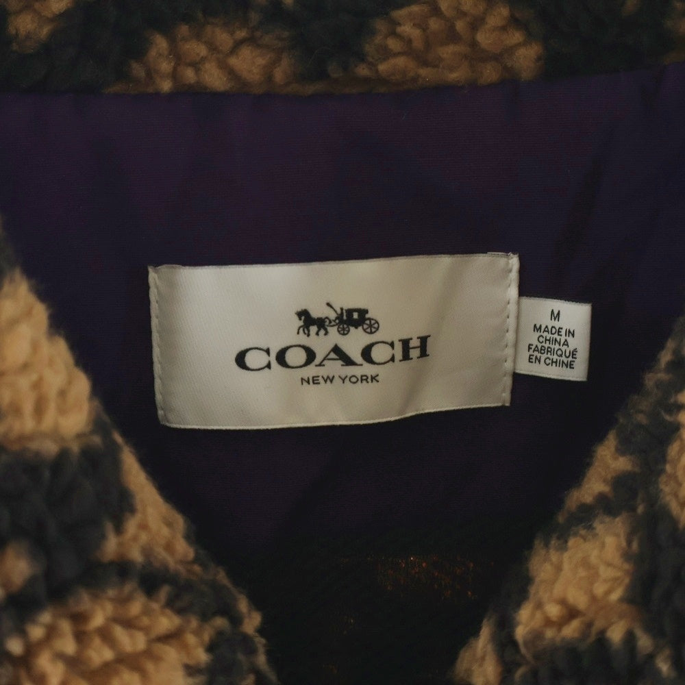 COACH(コーチ) SIGNATURE SHERPA JACKET シグネチャー 総柄 シェルパ ボア フリースジャケット ブラウン/パープル C0633