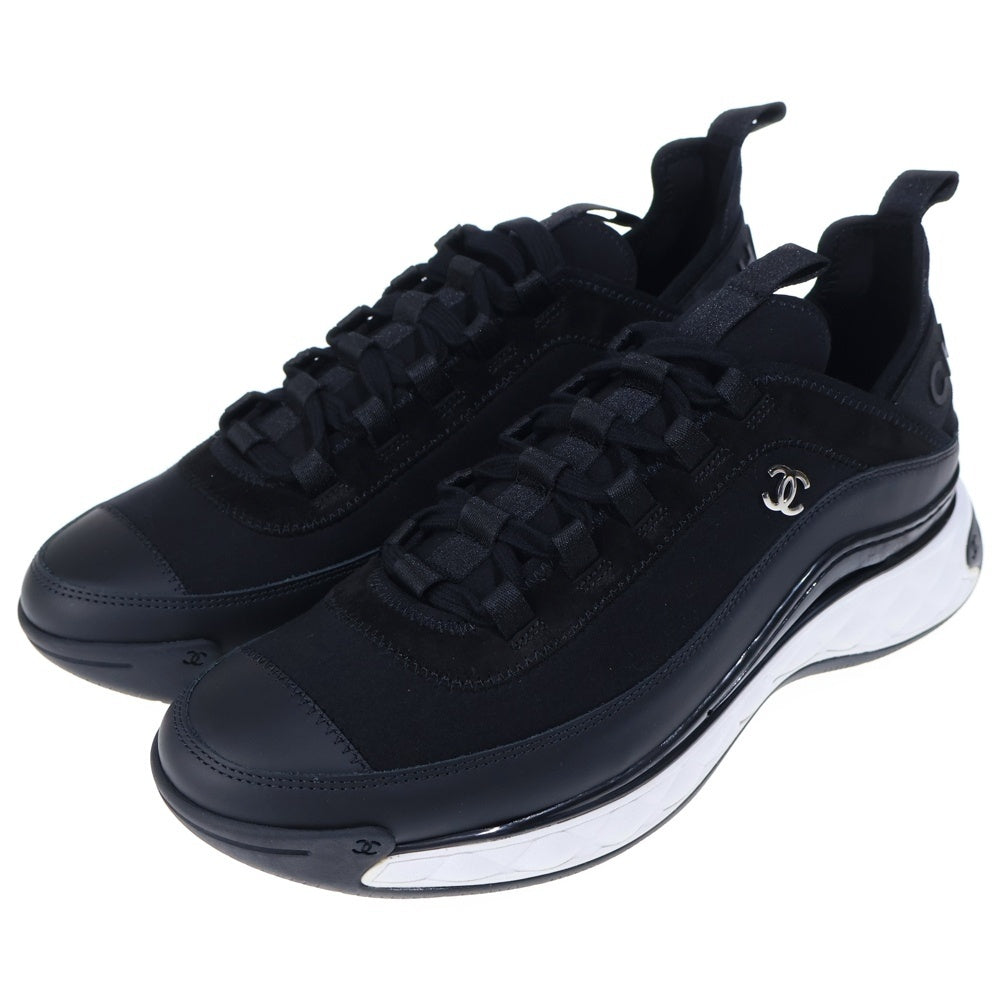 CHANEL(シャネル) スウェードレザー ファブリック ココマーク ローカットスニーカー ブラック G35618