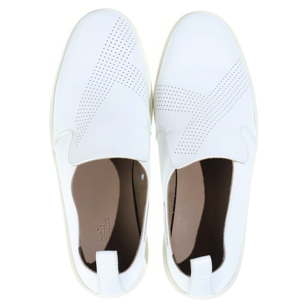 HERMES(エルメス) パンチング レザー ローカットスニーカー スリッポン ホワイト