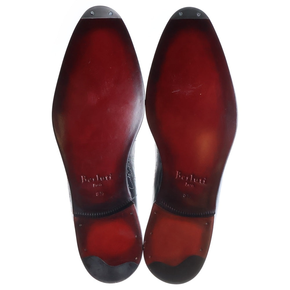 Berluti(ベルルッティ) アレッサンドロ ガレ スクリット カリグラフィ プレーントゥ レースアップ オックスフォード レザー ビジネスシューズ ブラック