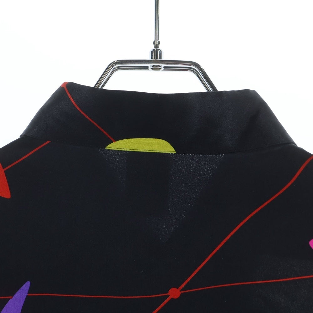 GIANNI VERSACE(ジャンニ ヴェルサーチ) グラフィック 総柄 シルク 長袖シャツ ブラック