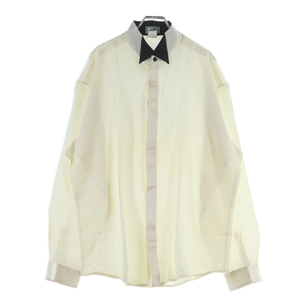 GIANNI VERSACE(ジャンニ ヴェルサーチ) グラフィック 総柄 シルク 長袖シャツ ホワイト/ブラック
