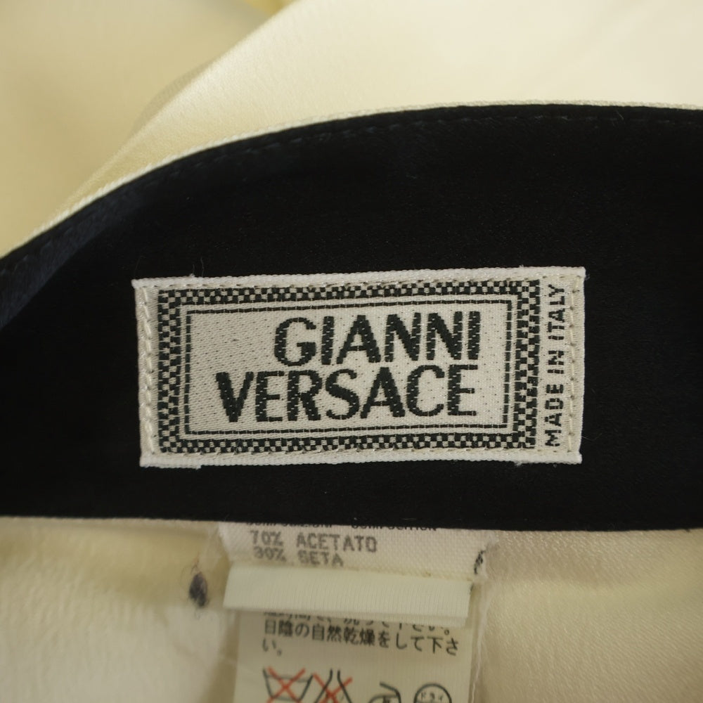 GIANNI VERSACE(ジャンニ ヴェルサーチ) グラフィック 総柄 シルク 長袖シャツ ホワイト/ブラック