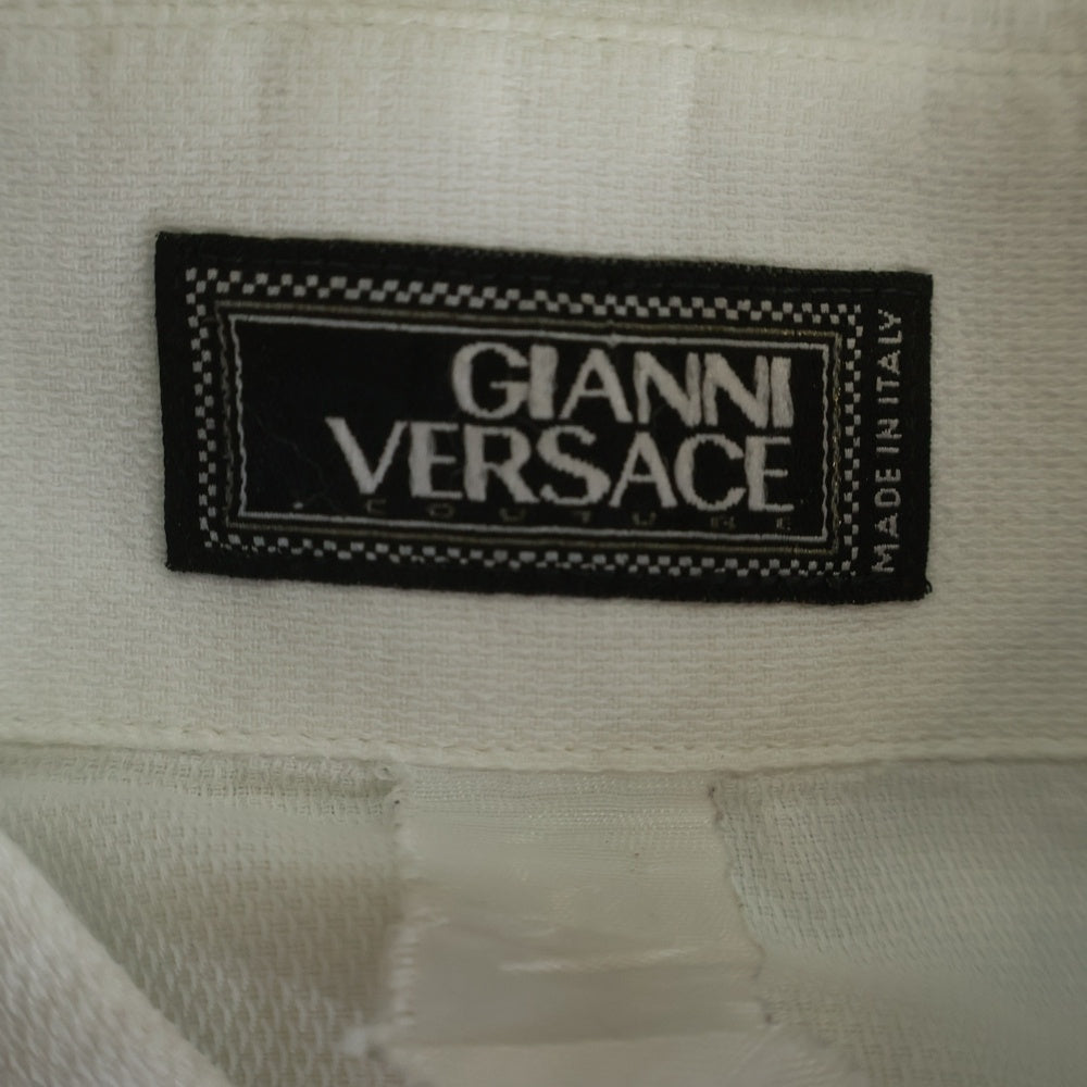 GIANNI VERSACE(ジャンニ ヴェルサーチ) ロゴ刺繍 長袖シャツ ホワイト