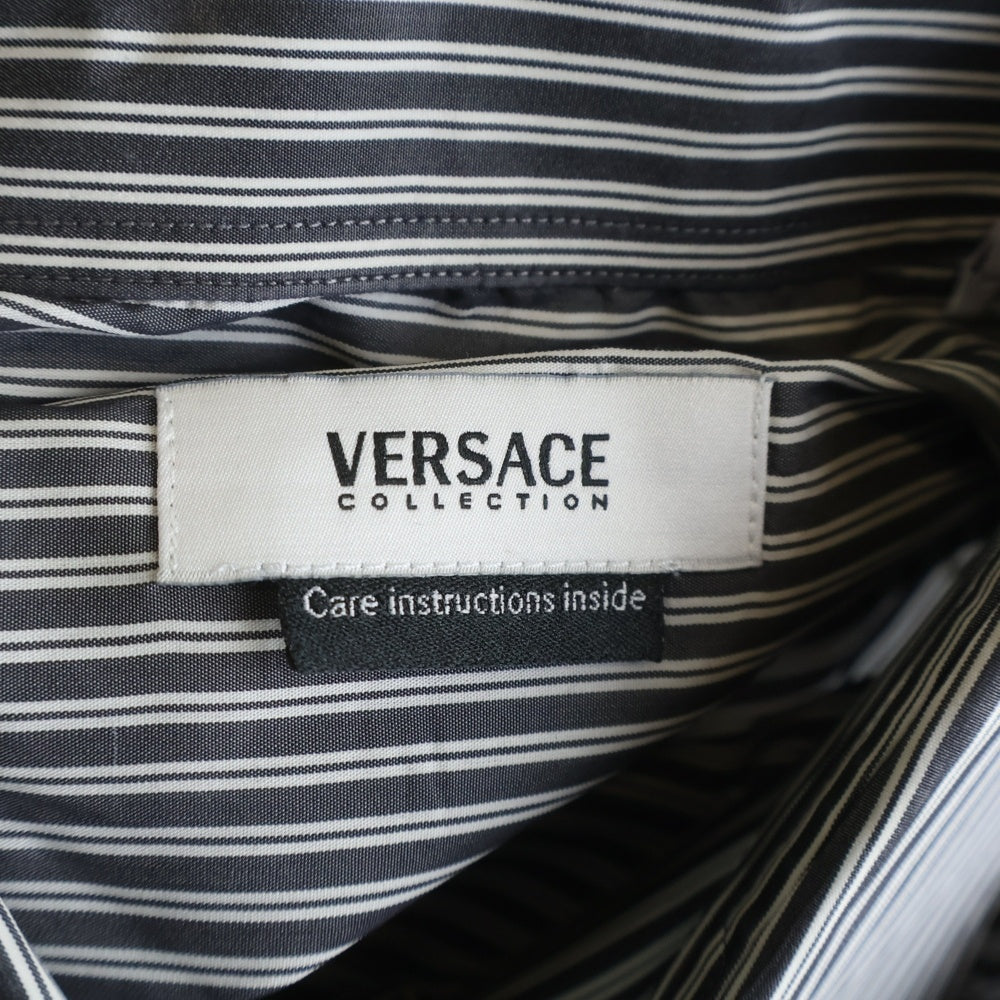 VERSACE COLLECTION(ヴェルサーチコレクション) ストライプ 長袖シャツ ホワイト/ブラック