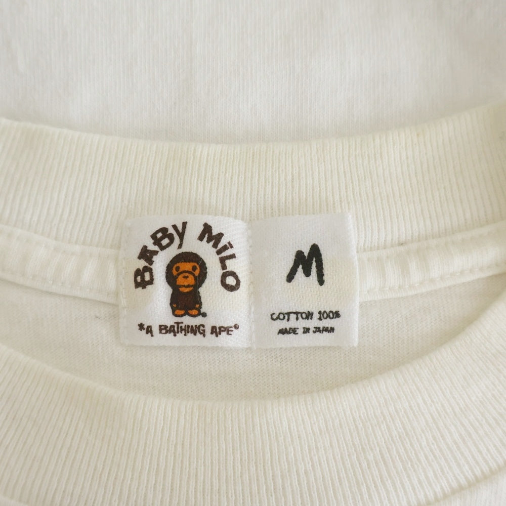 A BATHING APE(アベイシングエイプ) 00s OLD 初期タグ BABY MILO ムック本限定 フロントプリント 半袖Tシャツ ホワイト