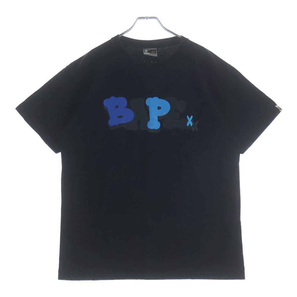 A BATHING APE(アベイシングエイプ) OLD 初期タグ ×KAWS カウズ ロゴプリント 半袖Tシャツ ブラック