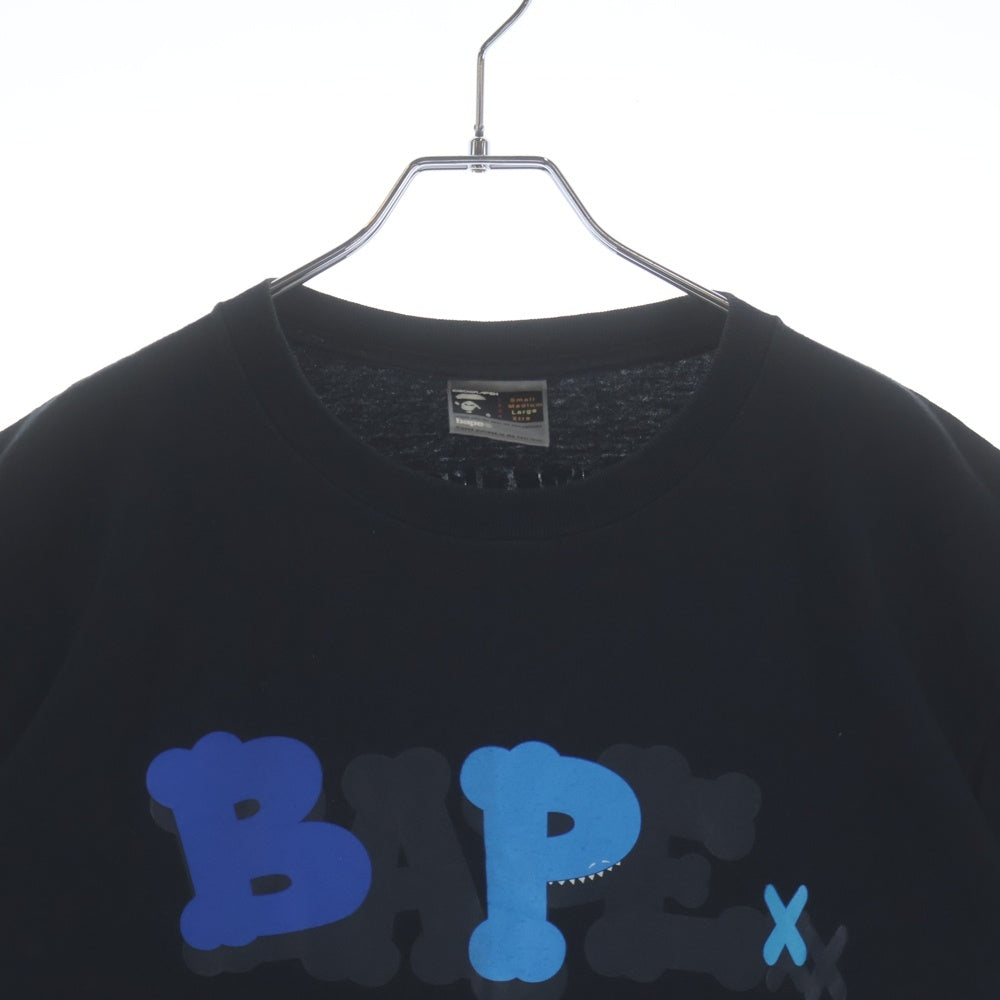 A BATHING APE(アベイシングエイプ) OLD 初期タグ ×KAWS カウズ ロゴプリント 半袖Tシャツ ブラック