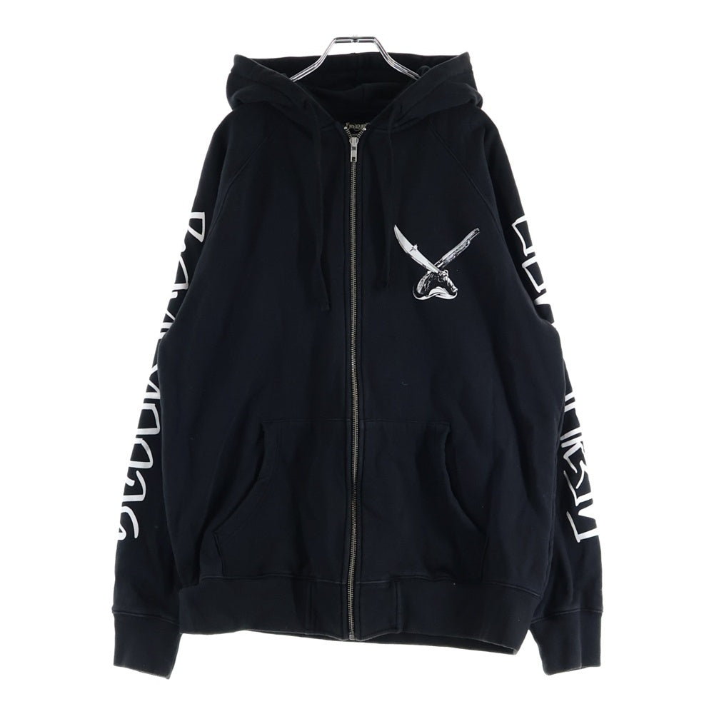 NEIGHBORHOOD(ネイバーフッド) ×STUSSY BONEYARDS ステューシー ボーンヤーズ ジップアップ 袖ロゴスウェットパーカー ブラック