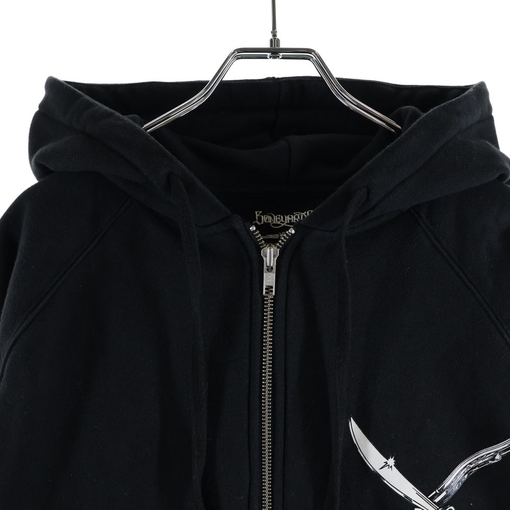 NEIGHBORHOOD(ネイバーフッド) ×STUSSY BONEYARDS ステューシー ボーンヤーズ ジップアップ 袖ロゴスウェットパーカー ブラック