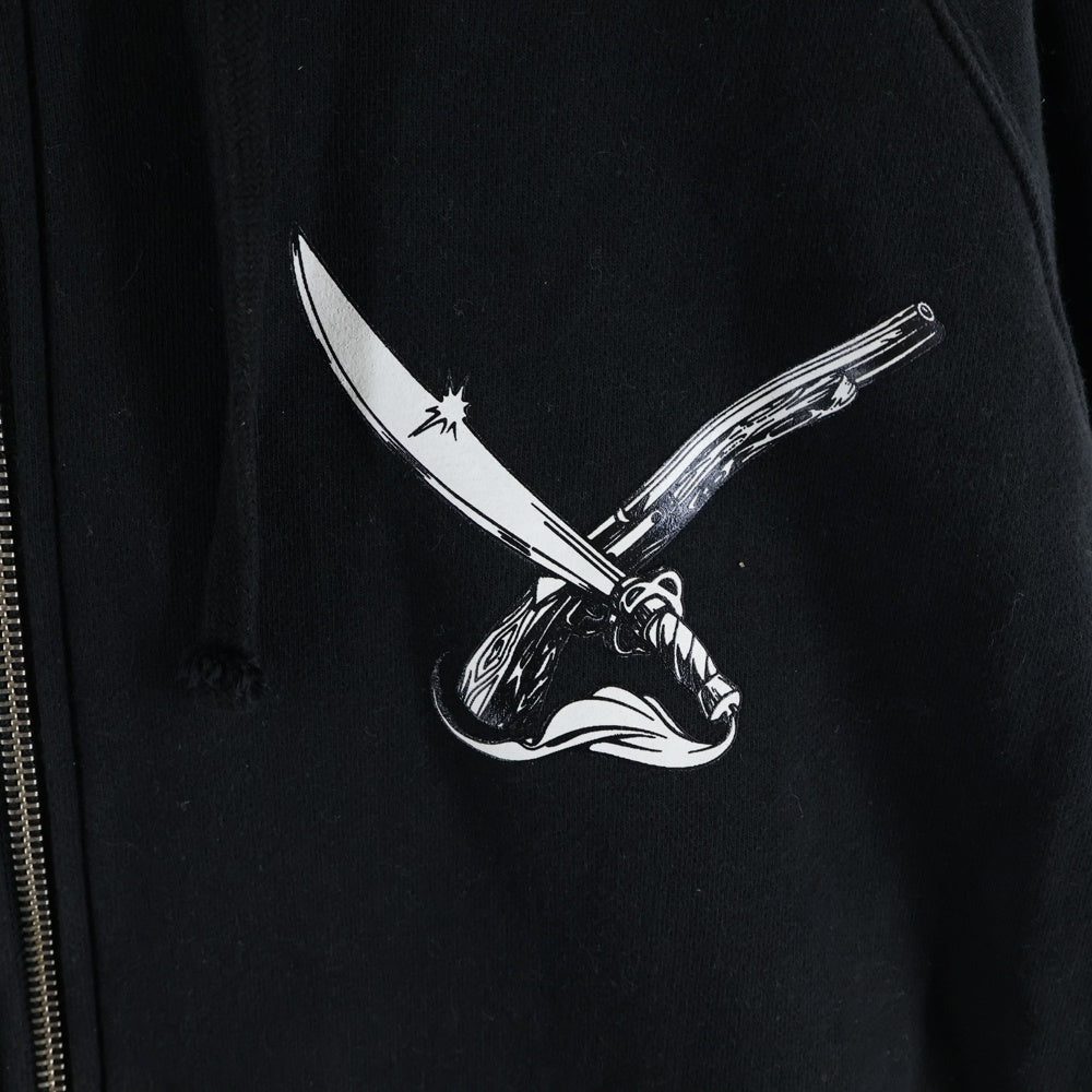 NEIGHBORHOOD(ネイバーフッド) ×STUSSY BONEYARDS ステューシー ボーンヤーズ ジップアップ 袖ロゴスウェットパーカー ブラック