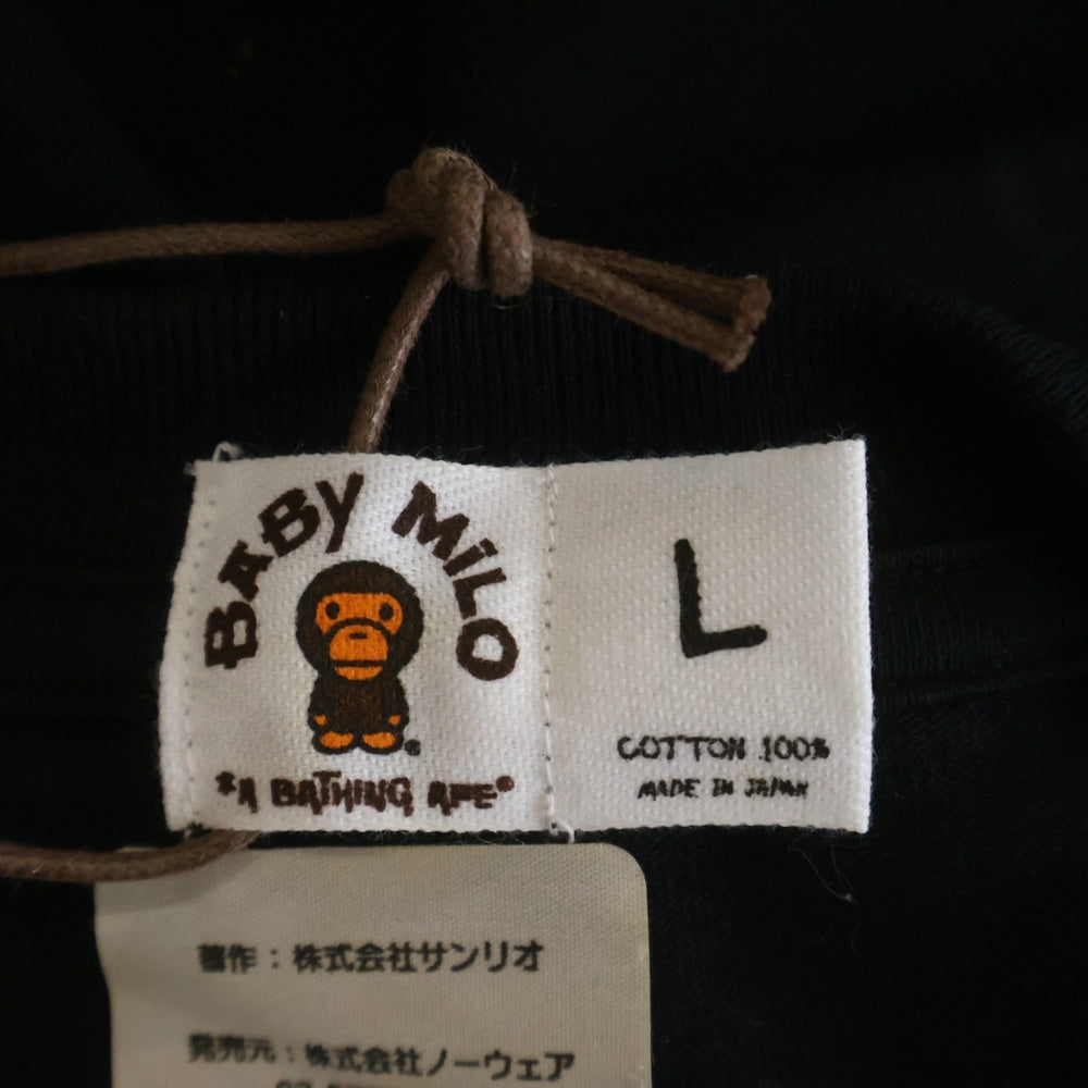 A BATHING APE(アベイシングエイプ) ×HELLO KITTY BABYMILO ハローキティ ベビーマイロ コラボ プリント半袖Tシャツ ブラック