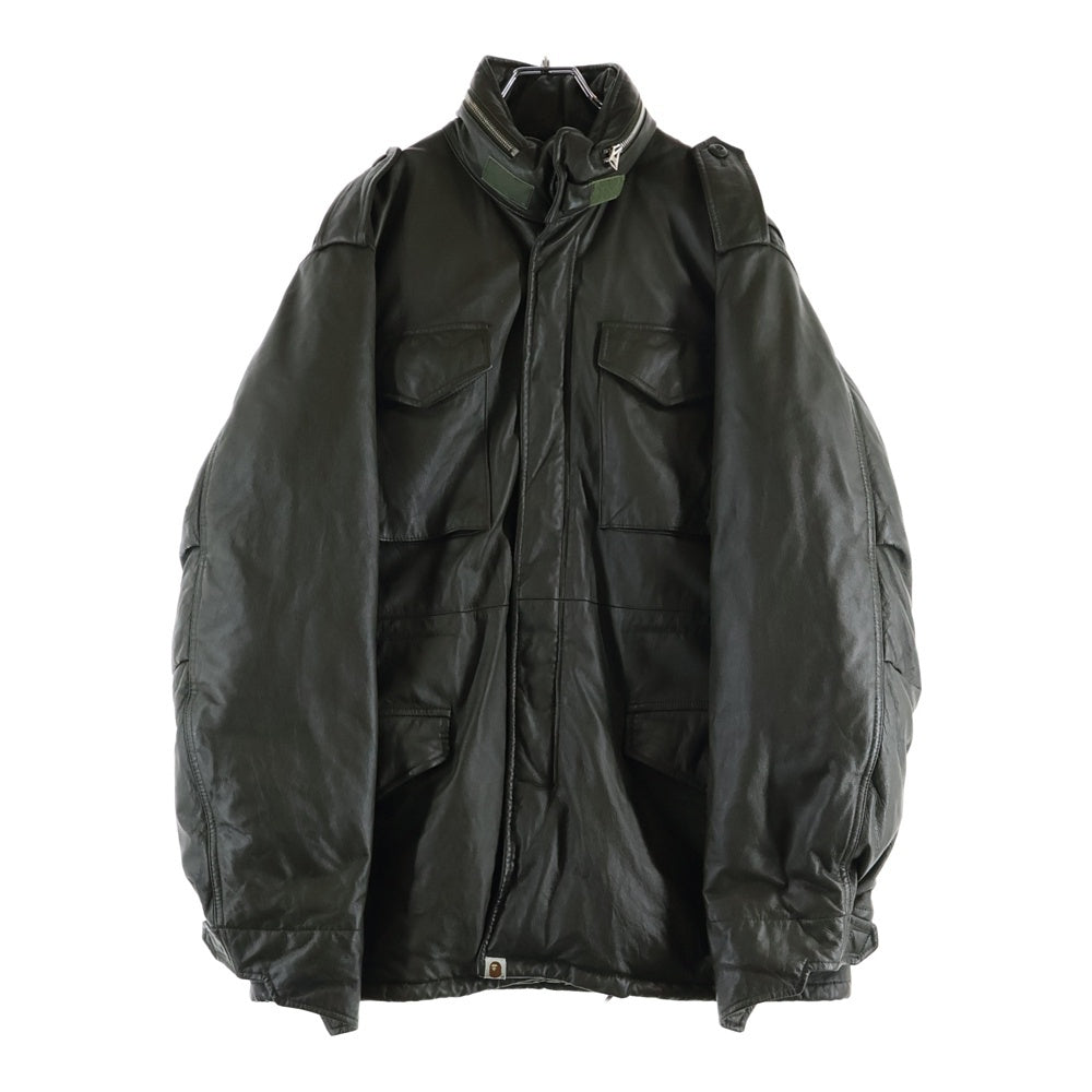A BATHING APE(アベイシングエイプ) OLD 初期タグ カウレザー 牛革 M65 中綿 ミリタリージャケット カーキ