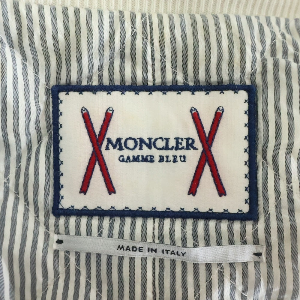 MONCLER GAMMEBLEU(モンクレールガムブルー) 16SS レザー ダウンジャケット スタジャン ブルゾン ネイビー/ホワイト D13914036080 10212