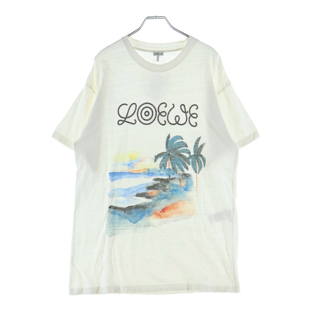 LOEWE(ロエベ) ウォーター カラープリント クルーネック 半袖Tシャツ カットソー ホワイト H6299982PC