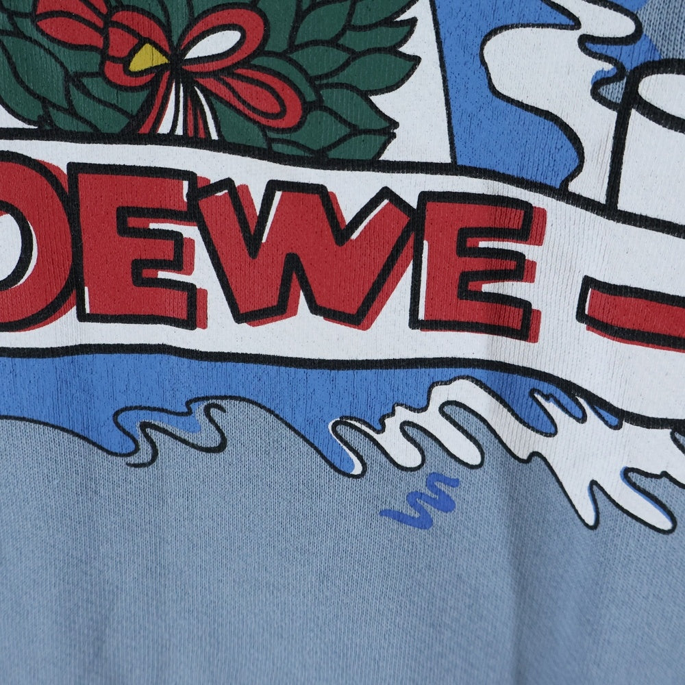 LOEWE(ロエベ) フロントプリント クルーネック 長袖スウェットトレーナー カットソー ブルー H6289400CR
