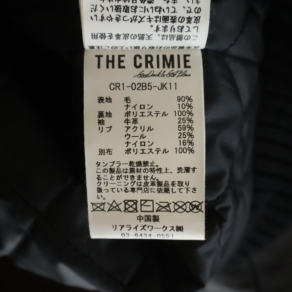 THE CRIMIE(ザ クライミー) WESTERN AWARD JACKET ウェスタンアワード カウレザー ウールジャケット レザースタジャン バーシティジャケット ブラック
