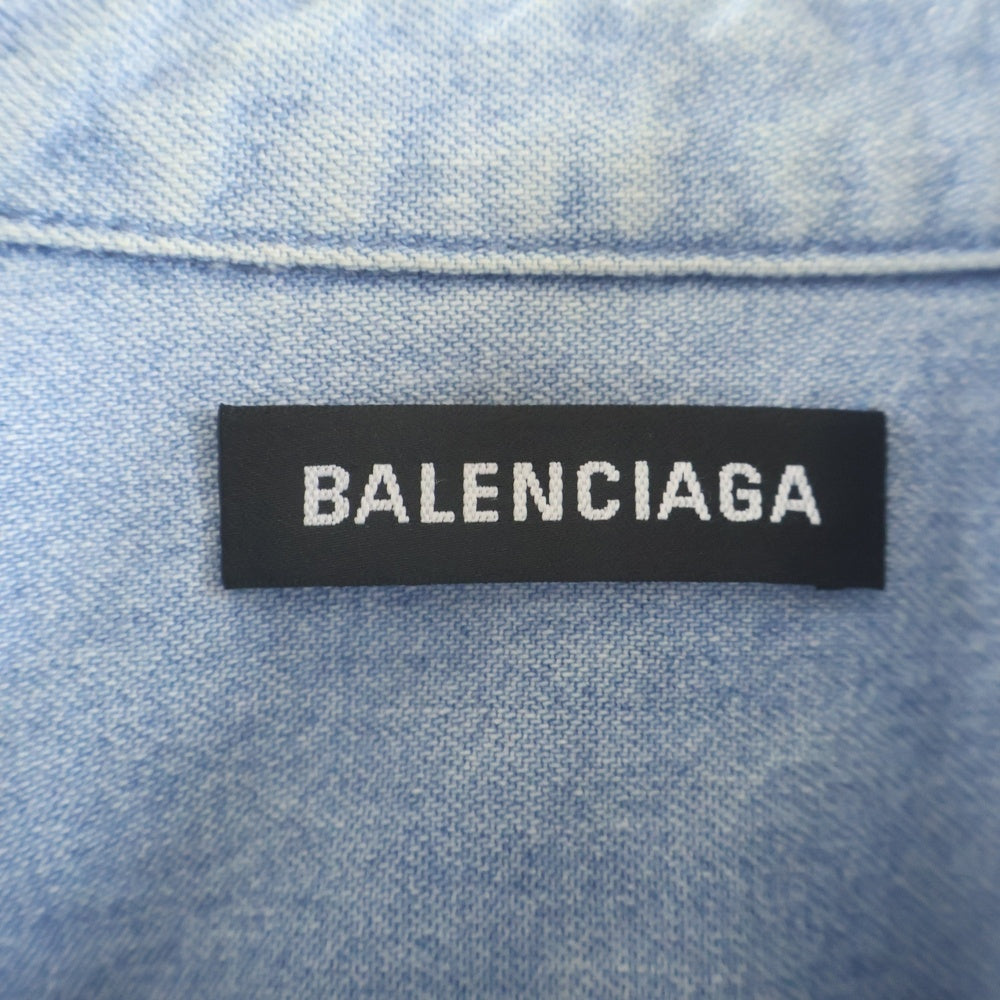 BALENCIAGA(バレンシアガ) 19SS BACK LOGO DENIM SHIRT バックロゴオーバーサイズデニムシャツ ライトブルー 557578 TYE24