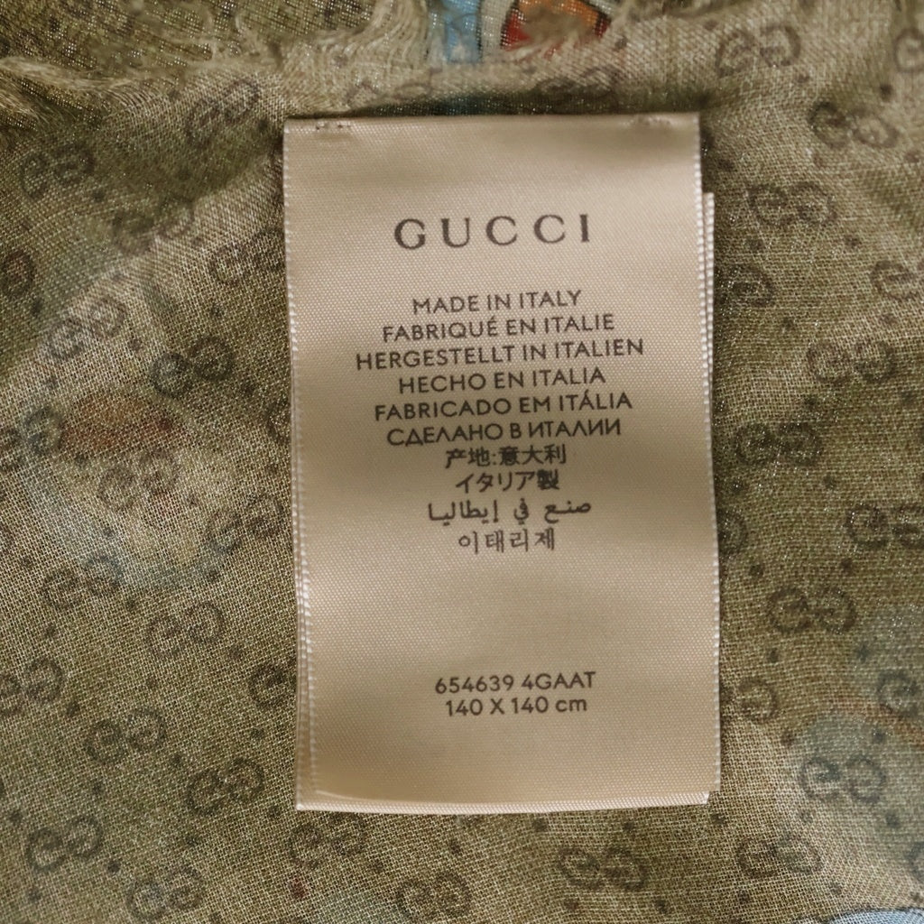 GUCCI(グッチ) ×ドラえもん GGスプリーム シルク ショール ストール ブラウン 654639 4GAAT レディース