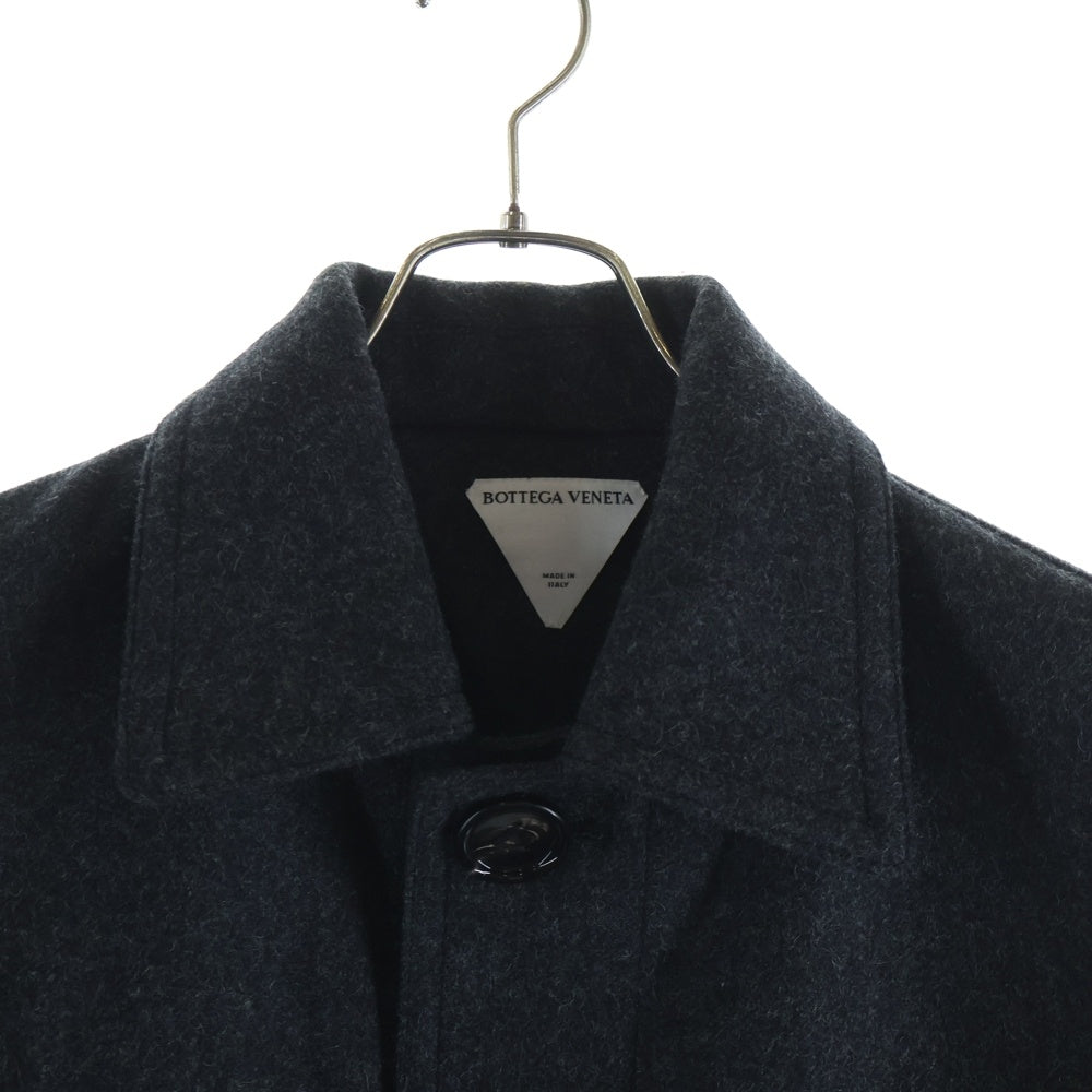 BOTTEGA VENETA(ボッテガヴェネタ) ウール フロント マルチポケット ステンカラーコート ジャケット ダークグレー 659450 V0YO0