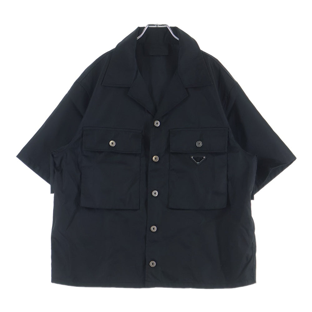 PRADA(プラダ) 23SS Re-Nylon トライアングルロゴ ナイロン 半袖シャツ ブラック SC637