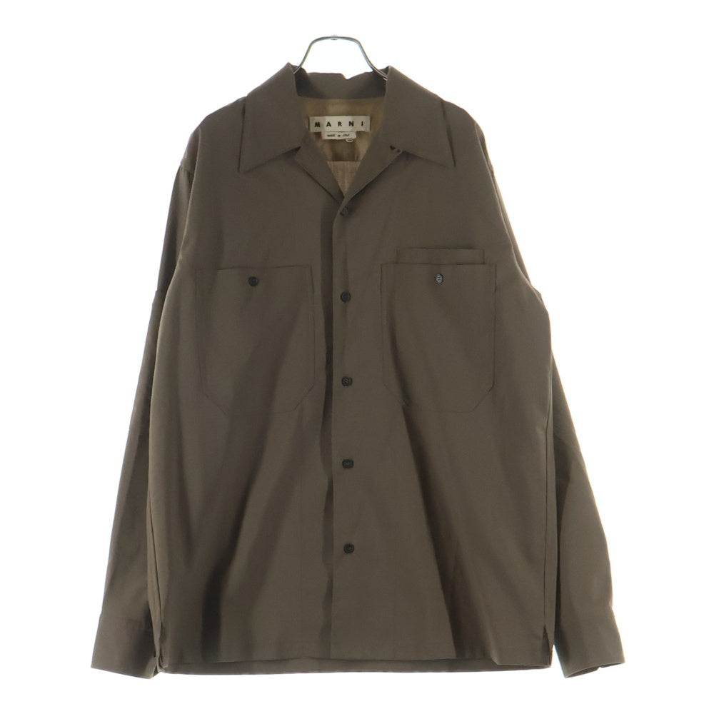 MARNI(マルニ) 21AW トロピカルウール オープンカラー 長袖シャツ ブラウン CUMU0138A0 S45455