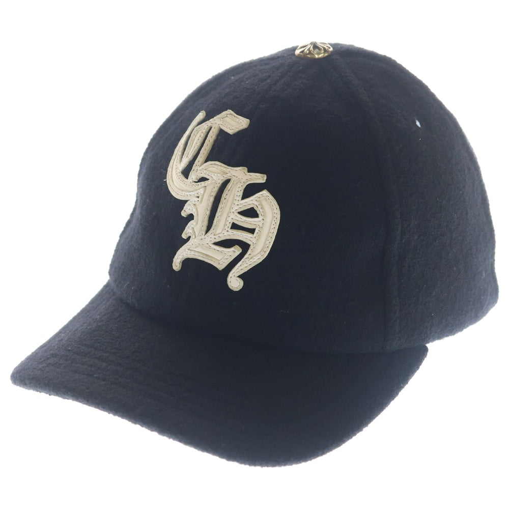 CHROME HEARTS(クロムハーツ) CH PATCH WOOL TRUCKER CAP レザーパッチ ウール トラッカーキャップ 帽子 ブラック/シルバー
