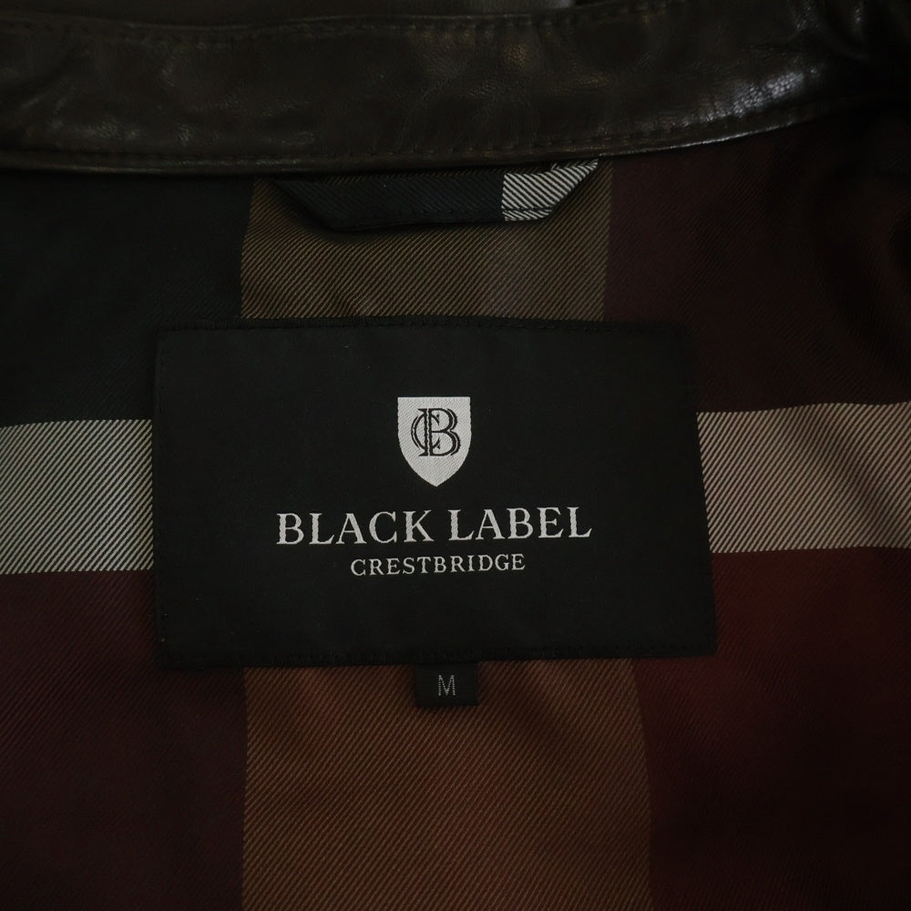 BLACK LABEL CRESTBRIDGE(ブラックレーベルクレストブリッジ) カウレザー ジップアップ シングル ライダースジャケット ブラック 51F01-401-54