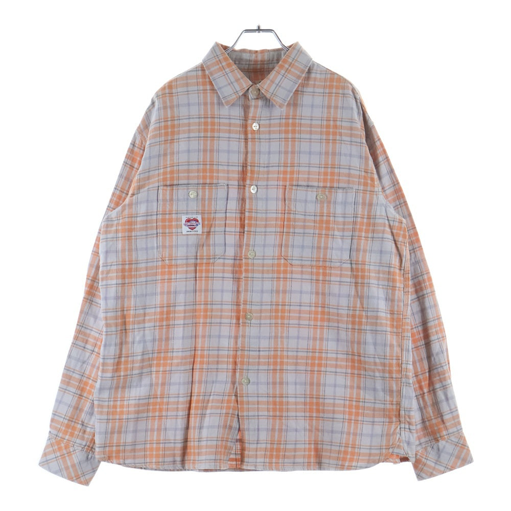 CHALLENGER(チャレンジャー) L/S CHECK SHIRT チェック柄 長袖シャツ オレンジ /グレー CLG-SH023-010