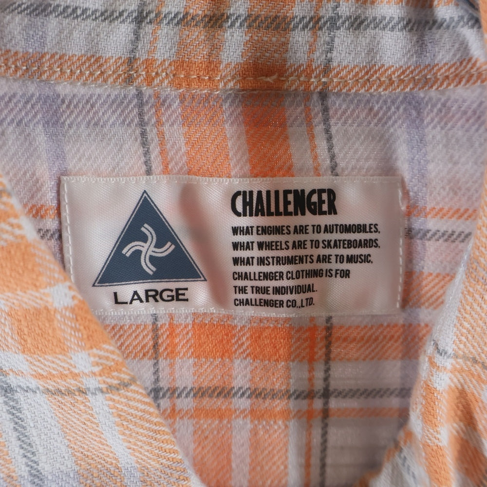 CHALLENGER(チャレンジャー) L/S CHECK SHIRT チェック柄 長袖シャツ オレンジ /グレー CLG-SH023-010