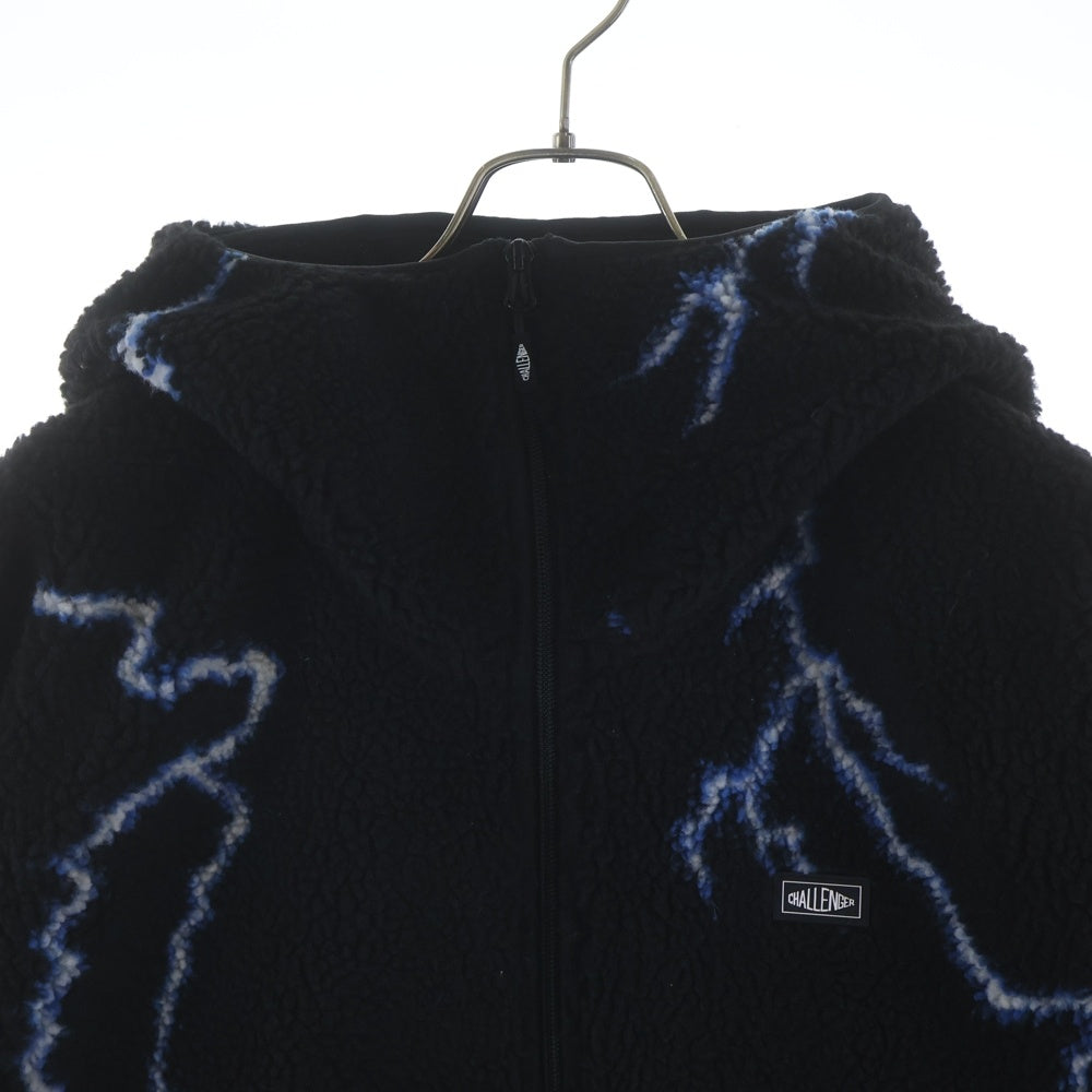CHALLENGER(チャレンジャー) THUNDERBOLT BOA HOODIE サンダーボルトボアフーディー フリースジップアップパーカー ブラック CLG-JK 025-012