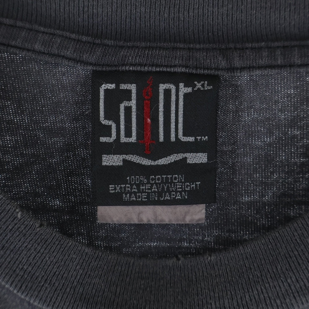 SAINT MICHAEL(セントマイケル) 24SS BAA_SS TEE ヴィンテージ加工 半袖Tシャツ チャコールグレー SM-YS8-0000-005