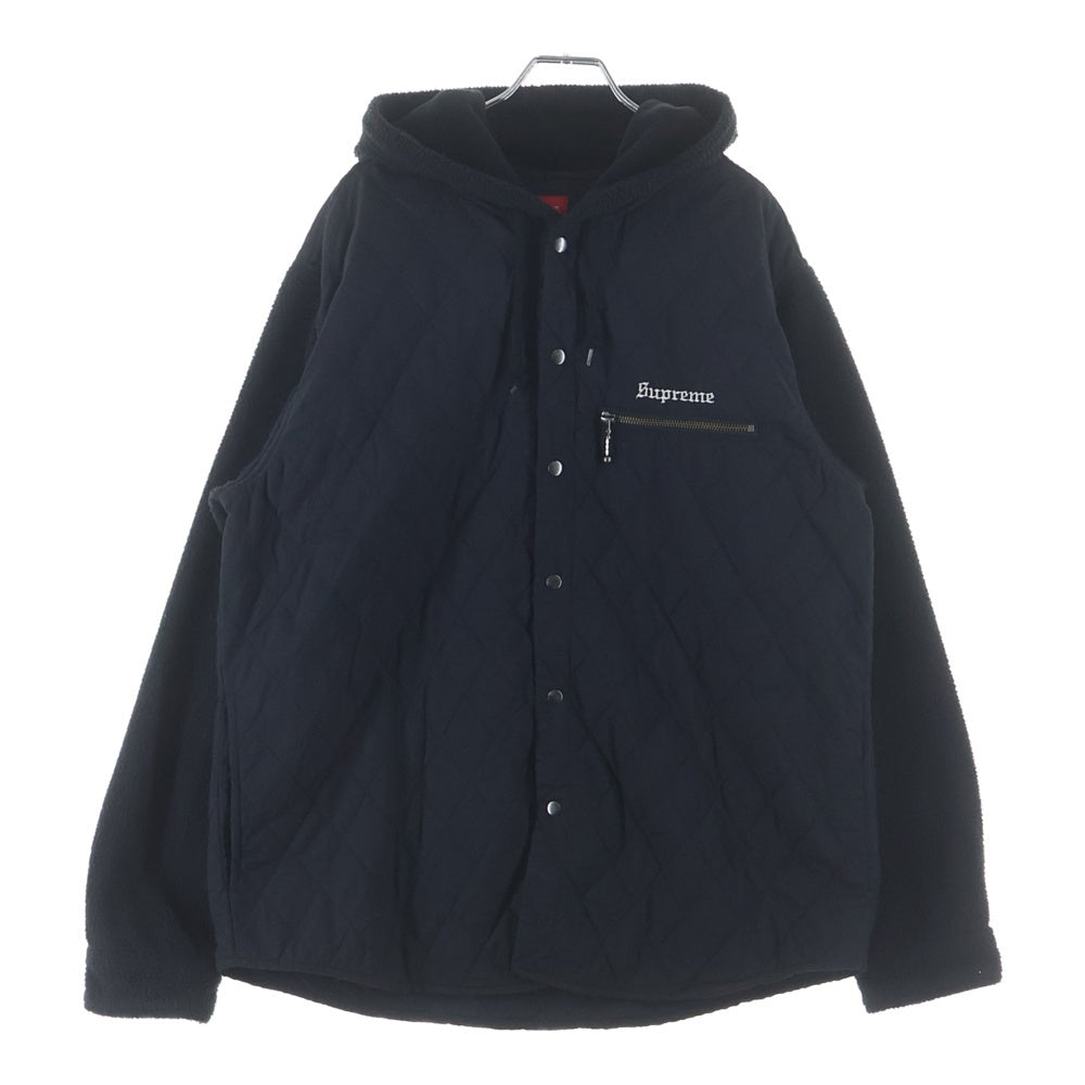 SUPREME(シュプリーム) 17AW Hooded Fleece Nylon Shirt フード付き シャツジャケット ブラック