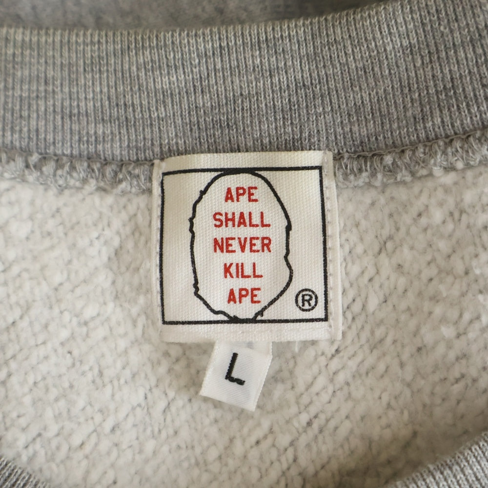 A BATHING APE(アベイシングエイプ) 00s ロゴ ラインストーン クルーネック スウェットトレーナー グレー