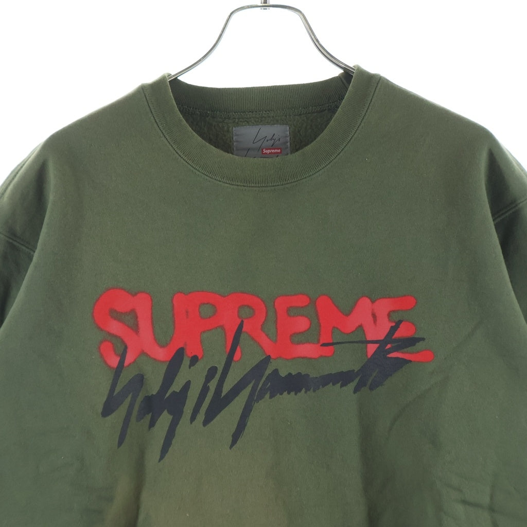 SUPREME(シュプリーム) 20AW ×Yohji Yamamoto Crewneck ヨウジヤマモト ロゴプリント クルーネック スウェットトレーナー カーキ