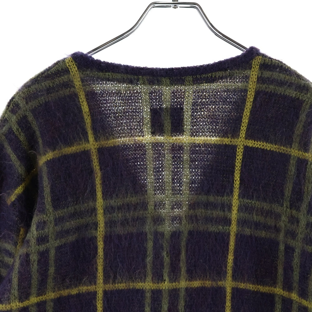 Needles(ニードルス) 20AW Mohair Cardigan モヘア混 チェック カーディガン パープル HM272