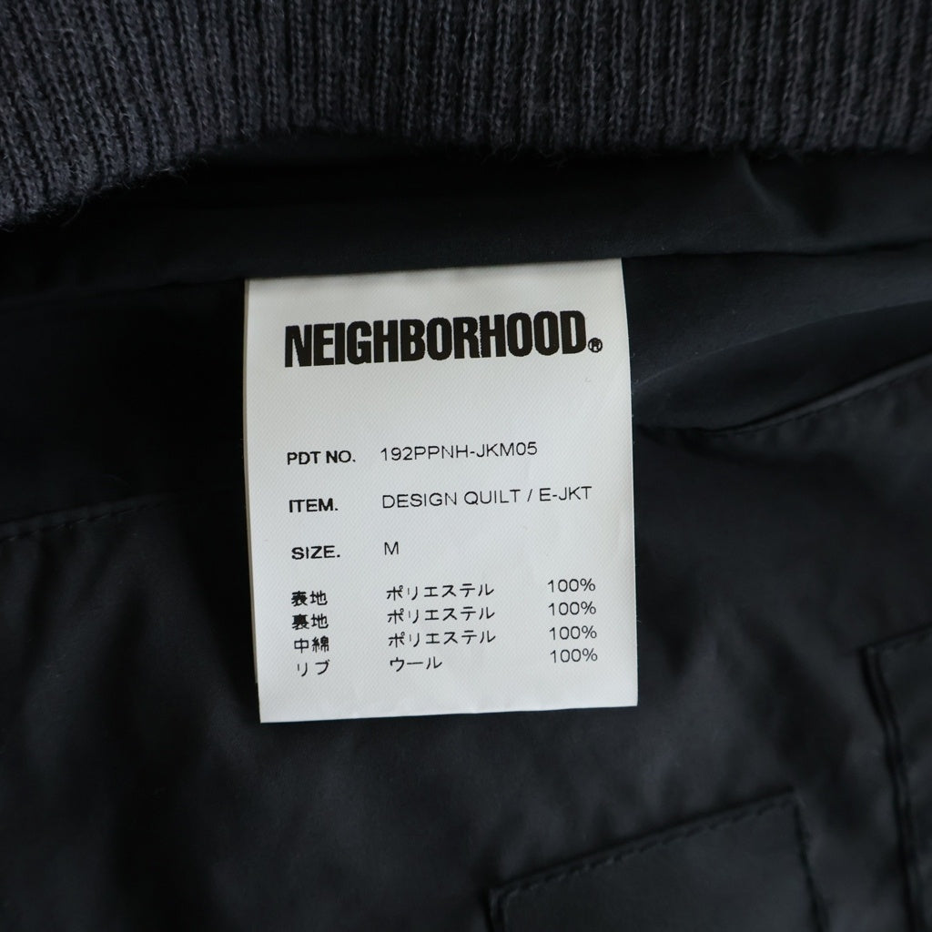 NEIGHBORHOOD(ネイバーフッド) 19AW DESIGN QUILT E-JKT デザインキルティング ポリエステル ジャケット ブルゾン ブラック 192PPNH-JKM05