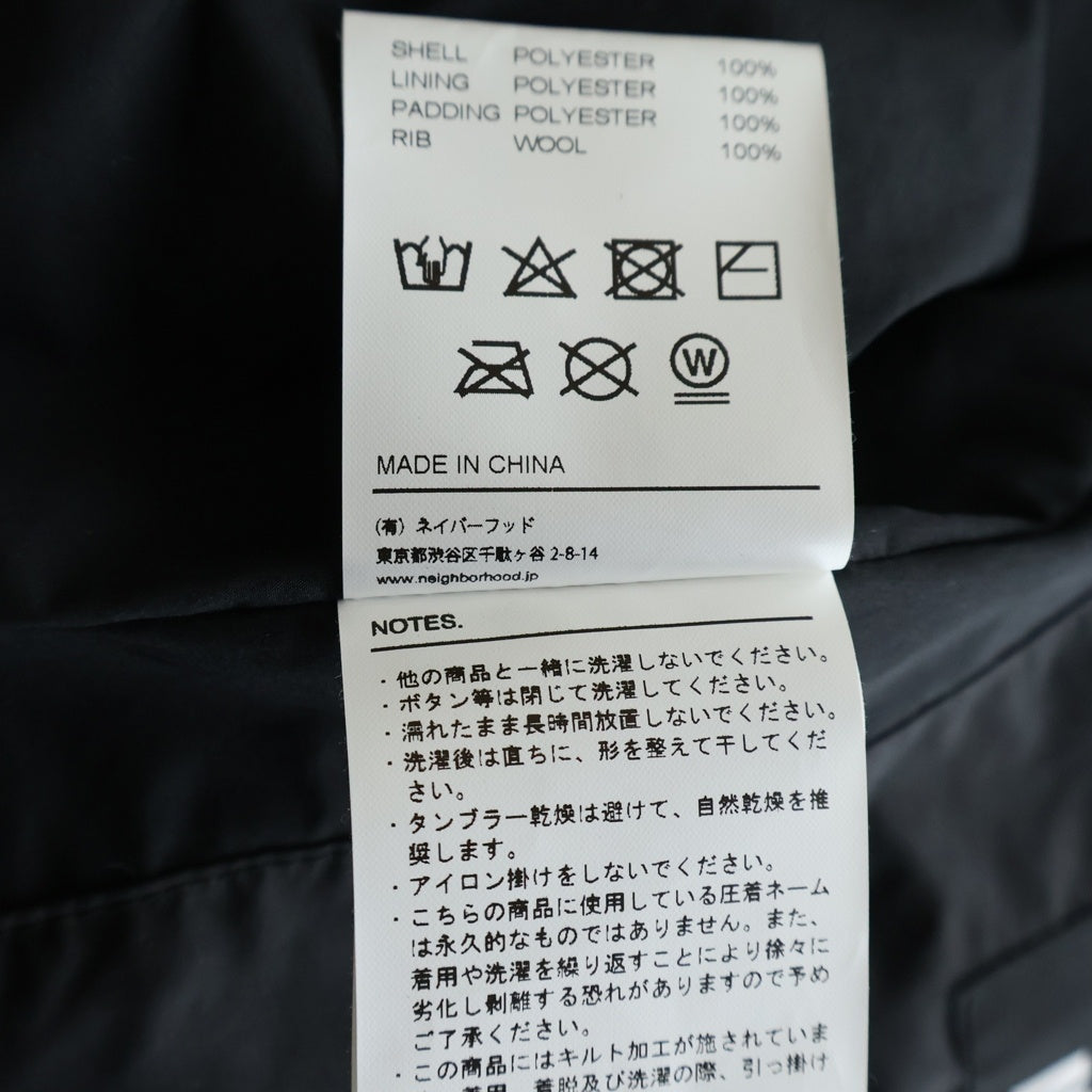 NEIGHBORHOOD(ネイバーフッド) 19AW DESIGN QUILT E-JKT デザインキルティング ポリエステル ジャケット ブルゾン ブラック 192PPNH-JKM05