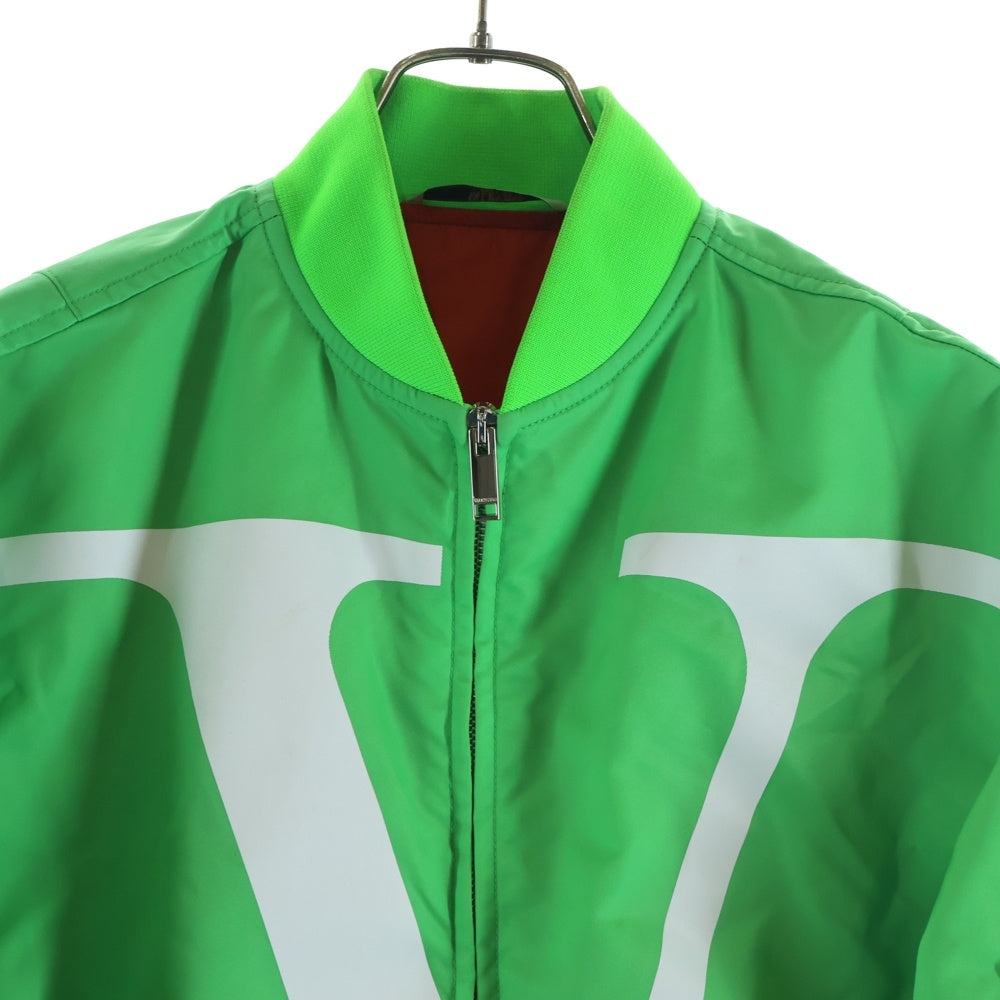 VALENTINO(ヴァレンティノ) 19AW Bomber Jacket with VLogo Print Vロゴ ボンバージャケット MA-1 ブルゾン グリーン UV3CIF156G9