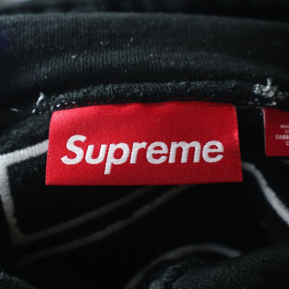 SUPREME(シュプリーム) 23AW Satin Applique Hooded Sweatshirt サテン アップリケ フーデッドスウェットシャツ パーカー ブラック