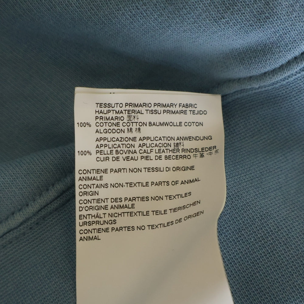 Maison Martin Margiela(メゾンマルタンマルジェラ) 17SSレザー エルボーパッチ クルーネックスウェットトレーナー ライトブルー S50GU0040 S25332