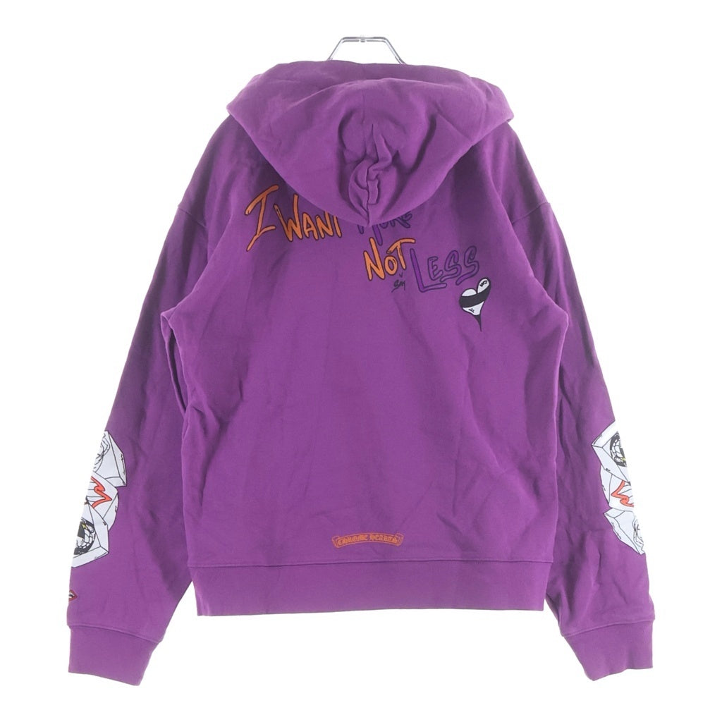 CHROME HEARTS(クロムハーツ) ×MATTY BOY I WANT MORE NOT LESS PULLOVER HOODIE マッティボーイ アイウォントレス プリント スウェットプルオーバーパーカー パープル