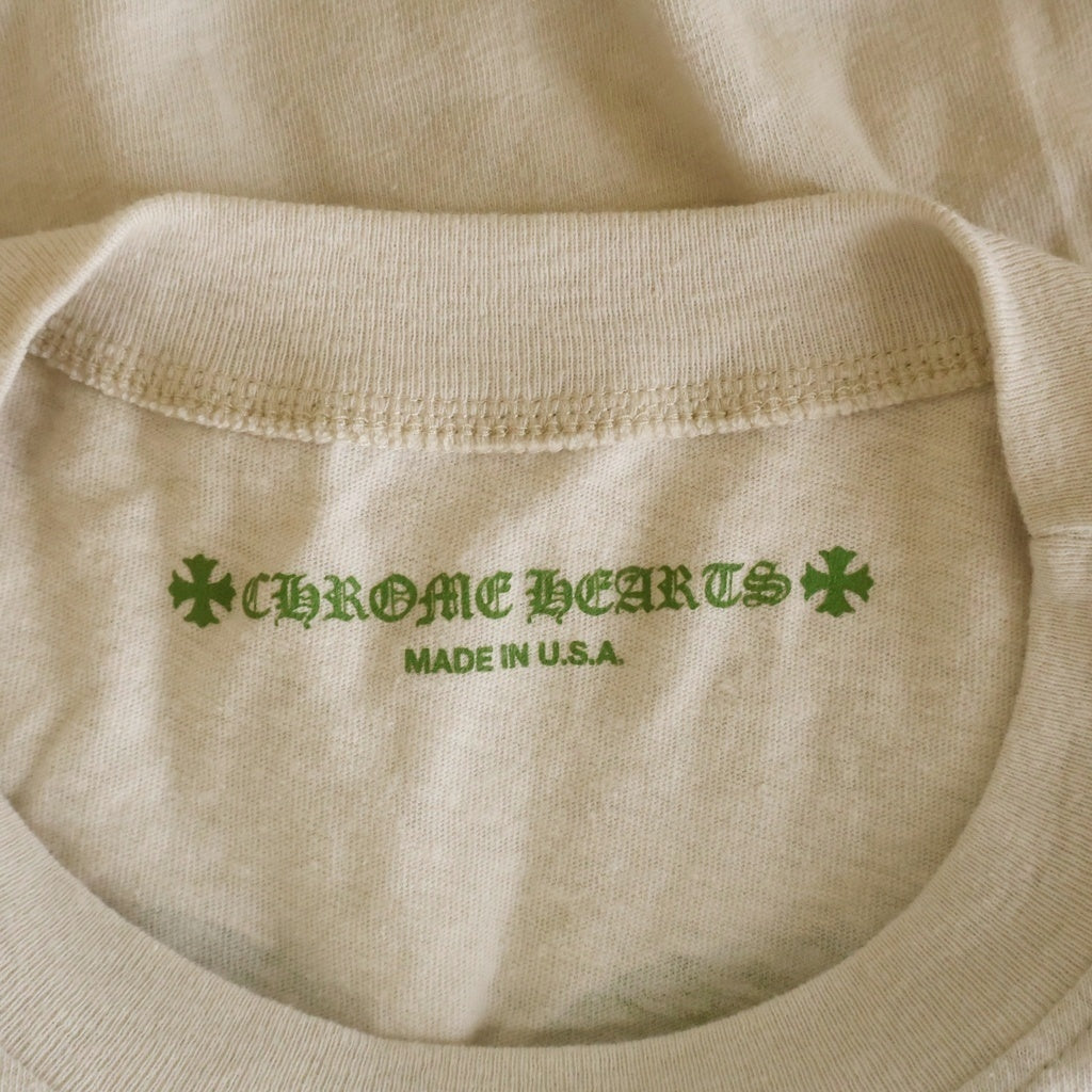 CHROME HEARTS(クロムハーツ) ROLLER SKATE HORSESHOUE L S TEE ナンバリングプリント 長袖Tシャツ カットソー ホワイトグリーン レディース