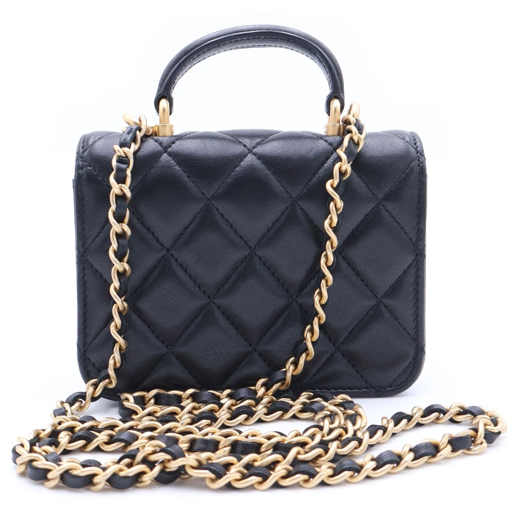 CHANEL(シャネル) ココマーク マトラッセ ラムスキン コインパース トップハンドル チェーンショルダーバッグ ポシェット ゴールド金具 31番台 AP2200 レディース
