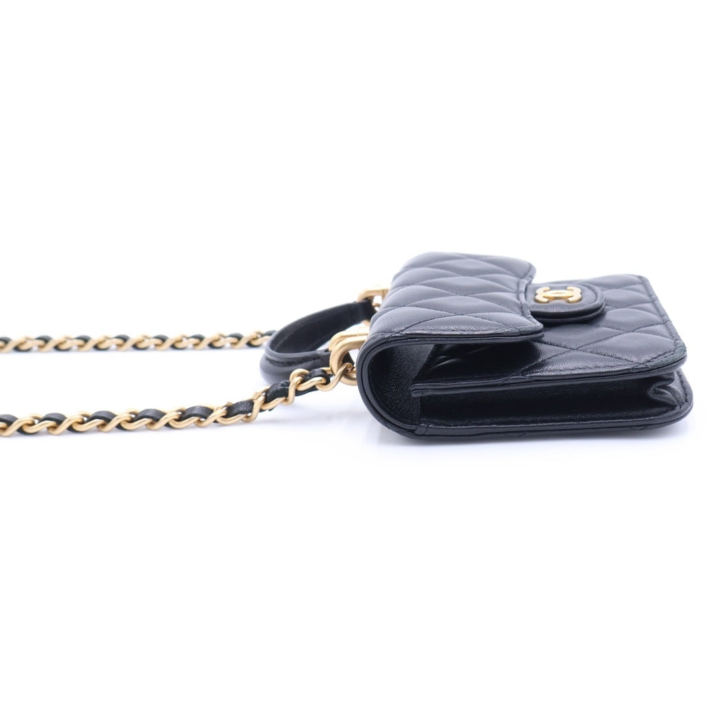CHANEL(シャネル) ココマーク マトラッセ ラムスキン コインパース トップハンドル チェーンショルダーバッグ ポシェット ゴールド金具 31番台 AP2200 レディース