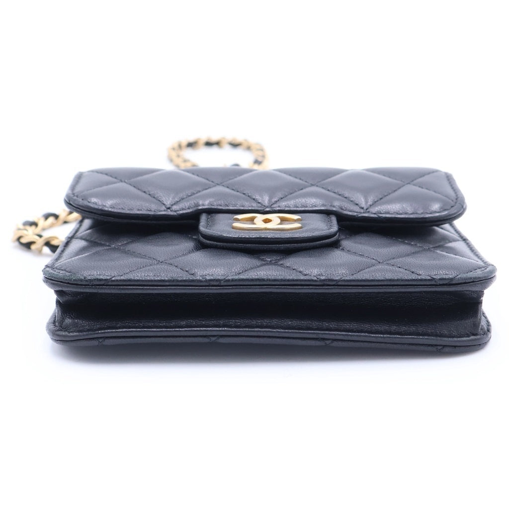 CHANEL(シャネル) ココマーク マトラッセ ラムスキン コインパース トップハンドル チェーンショルダーバッグ ポシェット ゴールド金具 31番台 AP2200 レディース