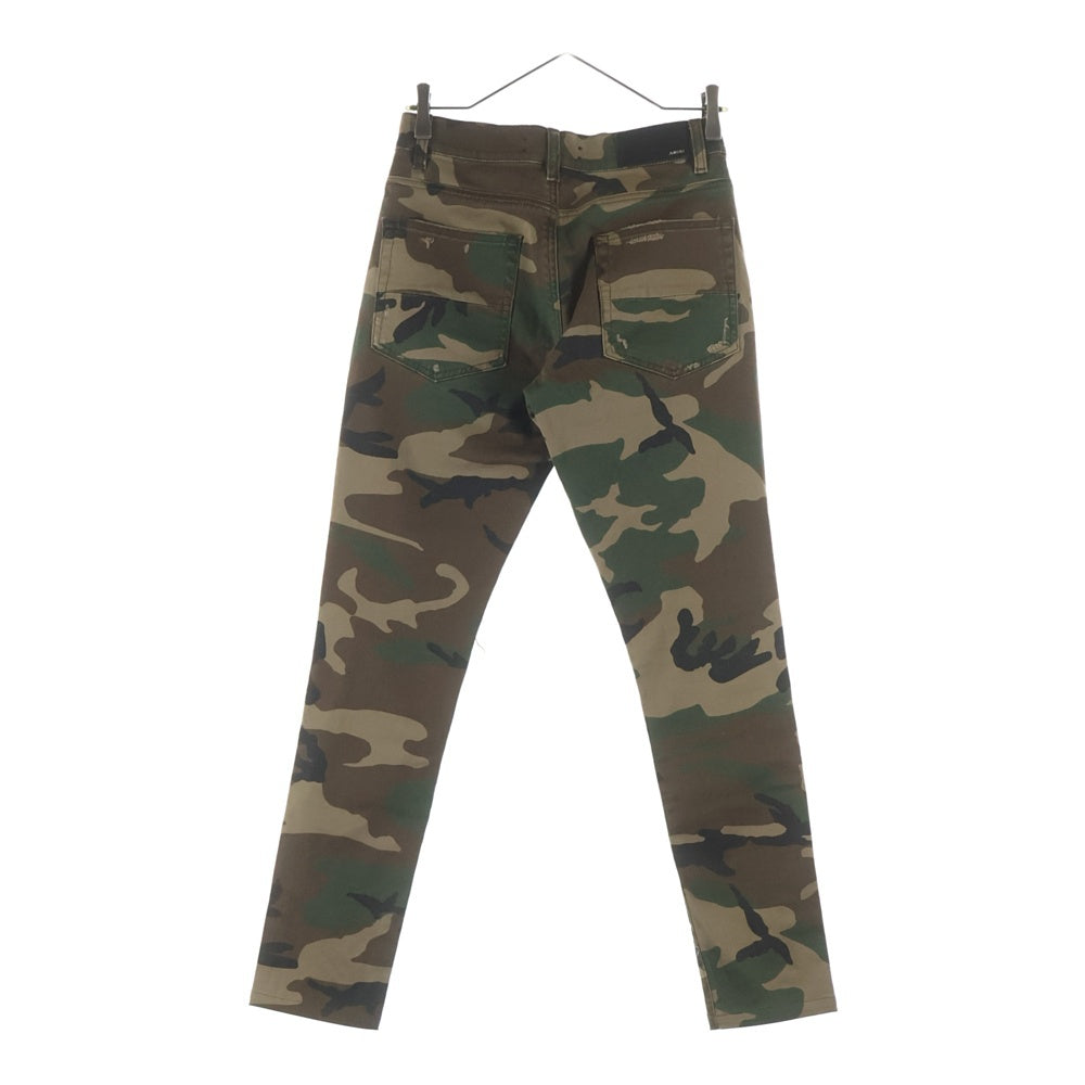 AMIRI(アミリ) カモフラ ダメージ加工 マルチパッチ ロックスタッズ スキニーパンツ カーキ